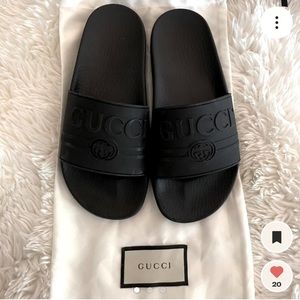 Black Gucci slides